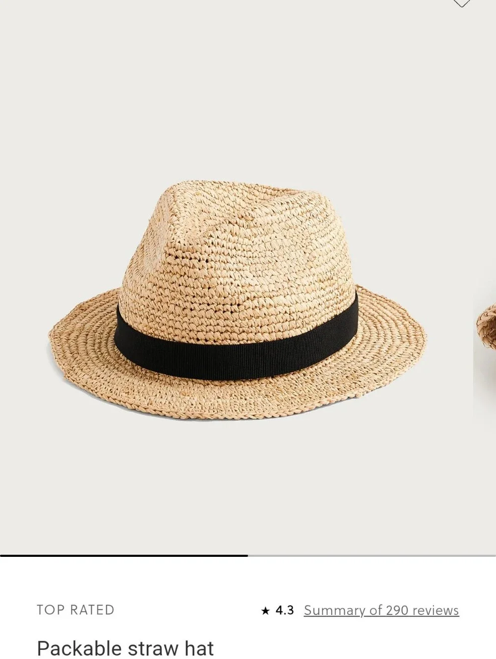 J. Crew Fedora Raffia Straw Hat S/M